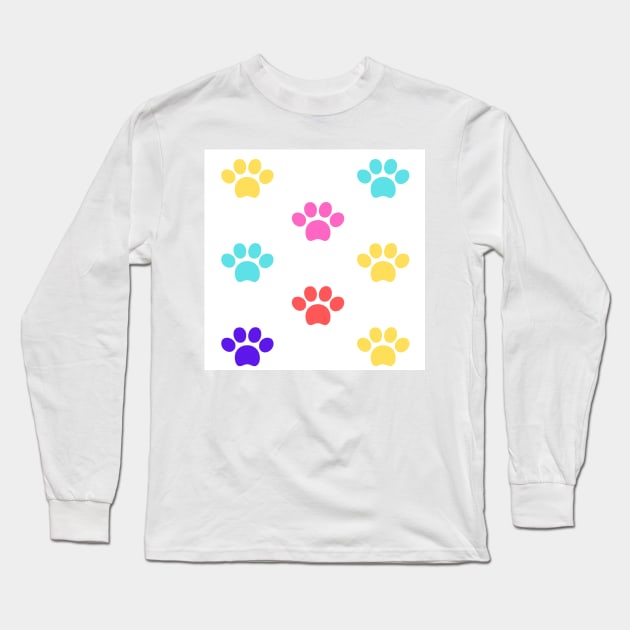 rainbow paws cats and dogs art Long Sleeve T-Shirt by chandelier2137